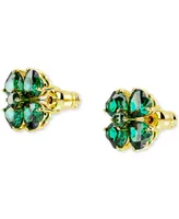 Swarovski Gold-Tone Idyllia Green Crystal Stud Earrings