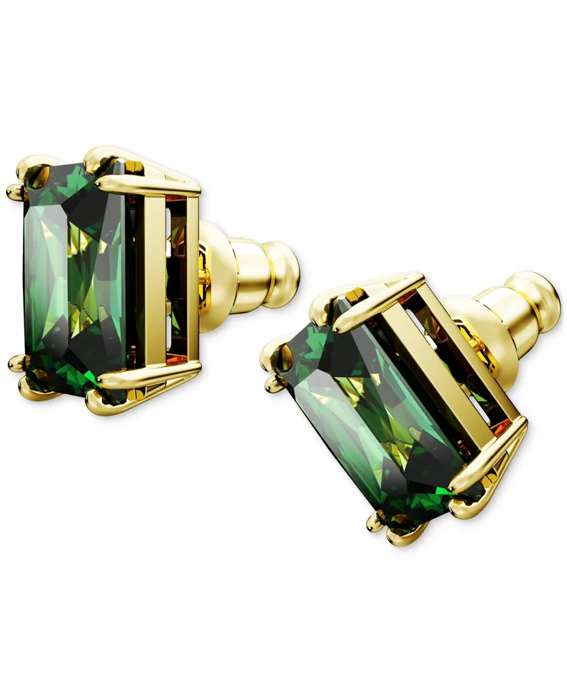 Swarovski Gold-Tone Color Rectangle Crystal Stud Earrings