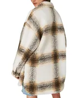 Lucky Brand Women's Oversized Plaid Shirt Jacket