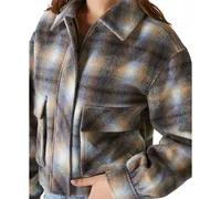 Lucky Brand Women's Cropped Plaid Shirt Jacket