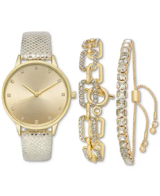 I.n.c. International Concepts Women's White Strap Watch 36m Gift Set, Created for Macy's