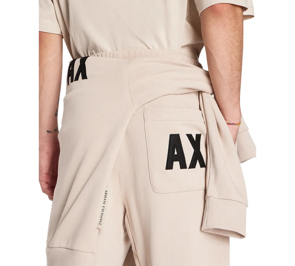A|X Armani Exchange Men's Oversized Elastic-Waist Fleece Logo Joggers