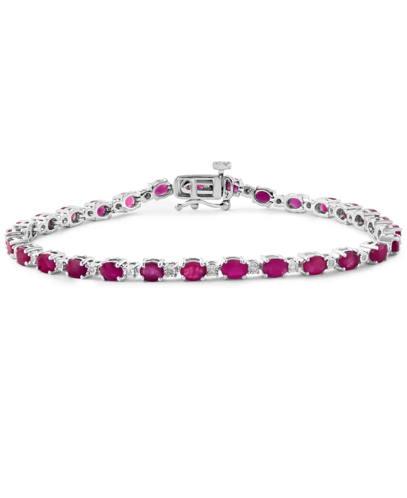 Effy Ruby (6-1/3 ct. t.w.) & Diamond (1/20 ct. t.w.) Link Bracelet in Sterling Silver