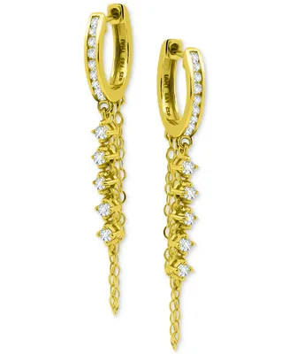Giani Bernini Cubic Zirconia Double Chain Dangle Huggie Hoop Earrings, Created for Macy's