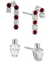 Ava Nadri Silver-Tone 2-Pc. Set Crystal Candy Cane & Light Bulb Stud Earrings