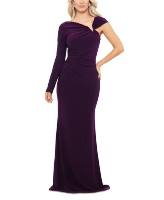Betsy & Adam Women's Asymmetric Ruched Jersey Gown