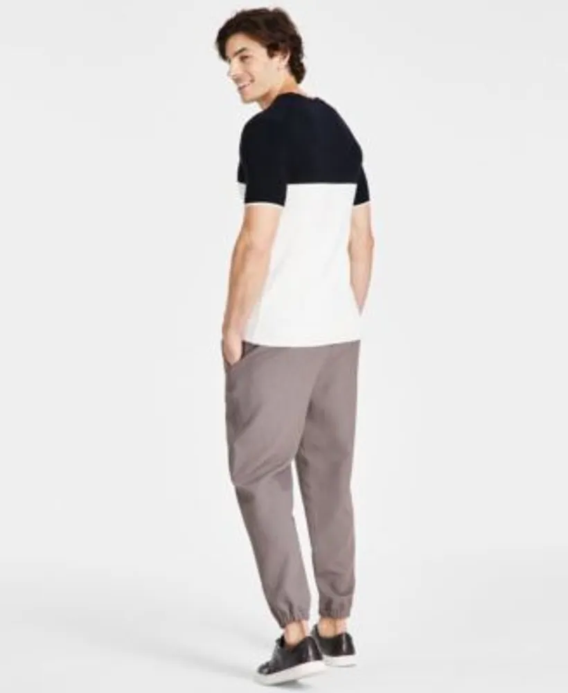Alfani Mens Colorblocked Sweater Knit T Shirt Stretch Pleated Joggers Created For Macys