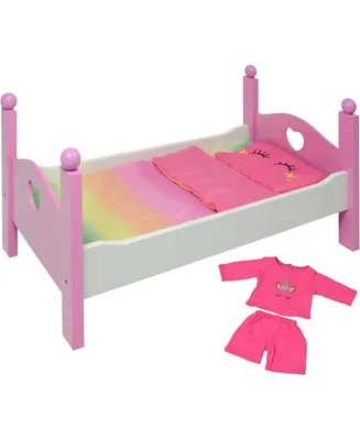 The New York Doll Collection Unicorn Wooden Doll Bed