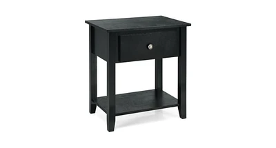 Nightstand with Drawer and Storage Shelf for Bedroom Living Room
