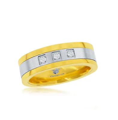 Stainless Steel Cz Band Ring - Gold & Silver Plated