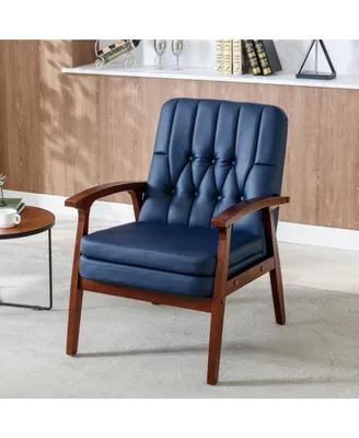 Simplie Fun Mid Century Single Armchair Sofa Accent Chair Retro Modern Solid Wood Armrest Accent Chair