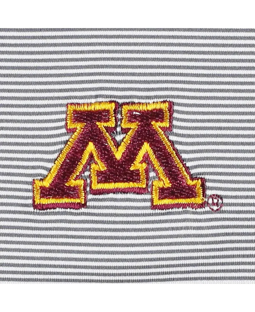 Men's Peter Millar Gray Minnesota Golden Gophers Jubilee Striped Performance Jersey Polo Shirt