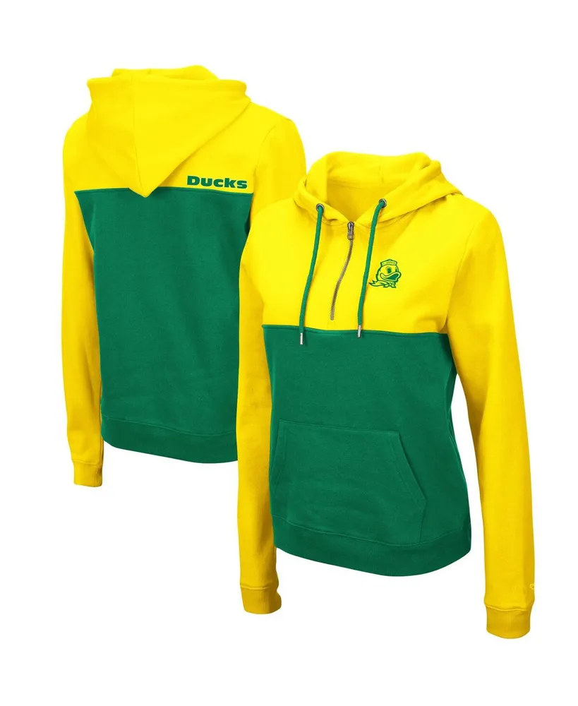 Women's Colosseum Yellow, Green Oregon Ducks Aidan Lightweight Half-Zip Hoodie