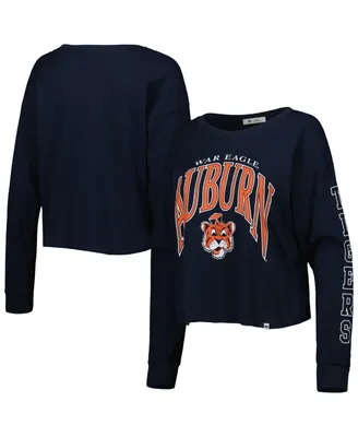 Women's '47 Brand Navy Auburn Tigers Parkway Ii Cropped Long Sleeve T-shirt