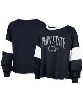 Women's '47 Brand Navy Distressed Penn State Nittany Lions Upside Rhea Raglan Long Sleeve T-shirt