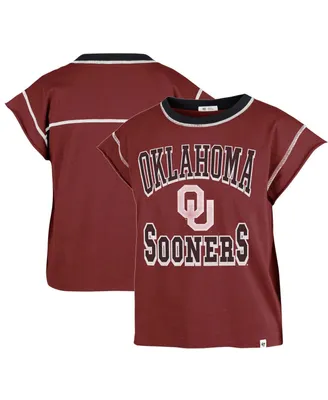 Women's '47 Brand Crimson Oklahoma Sooners Sound Up Maya Cutoff T-shirt