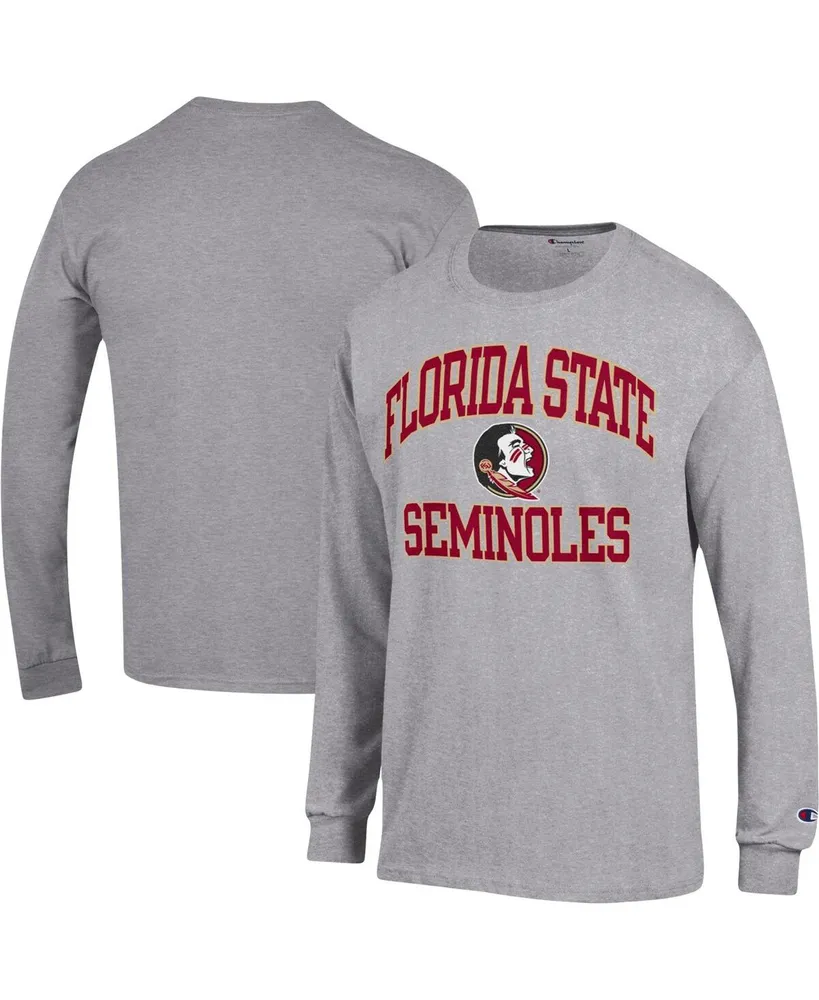 Men's Champion Heather Gray Florida State Seminoles High Motor Long Sleeve T-shirt