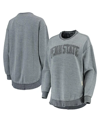 Women's Pressbox Navy Distressed Penn State Nittany Lions Ponchoville Pullover Sweatshirt