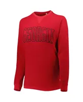 Women's Pressbox Red Georgia Bulldogs Surf Plus Southlawn Waffle-Knit Thermal Tri-Blend Long Sleeve T-shirt