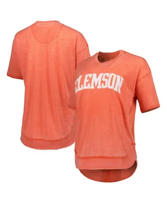 Women's Pressbox Orange Distressed Clemson Tigers Arch Poncho T-shirt