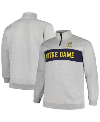 Men's Profile Heather Gray Notre Dame Fighting Irish Big and Tall Fleece Quarter-Zip Jacket