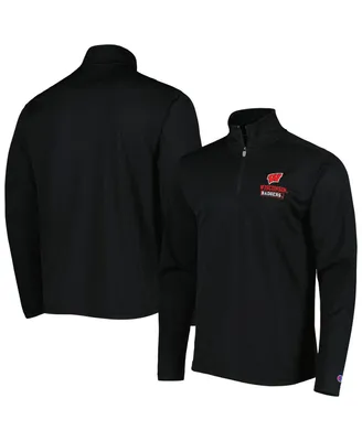 Men's Champion Black Wisconsin Badgers Textured Quarter-Zip Jacket