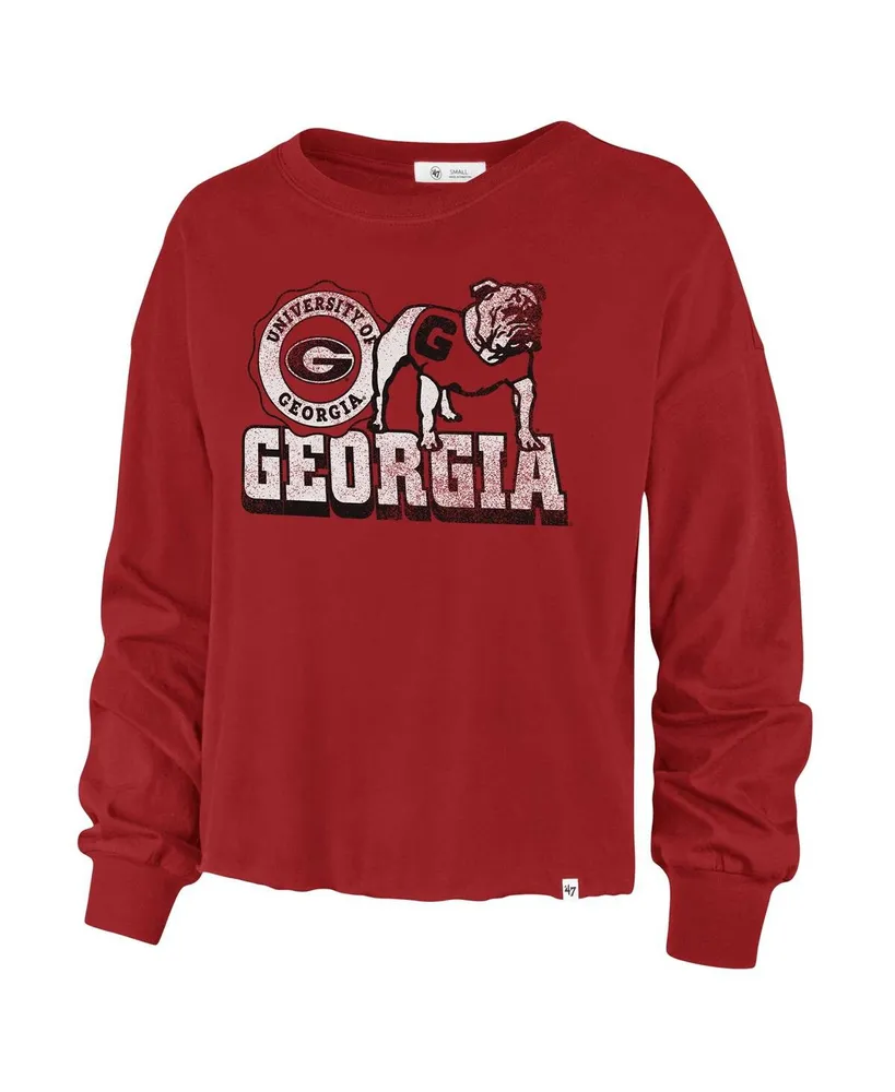 Women's '47 Brand Red Distressed Georgia Bulldogs Bottom Line Parkway Long Sleeve T-shirt