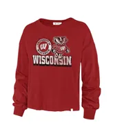 Women's '47 Brand Red Distressed Wisconsin Badgers Bottom Line Parkway Long Sleeve T-shirt
