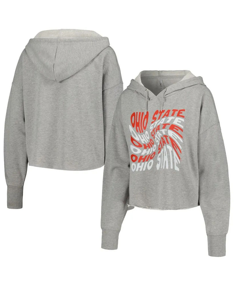 Women's ZooZatz Gray Ohio State Buckeyes Swirl Cropped Pullover Hoodie