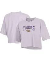 Women's Champion Lavender Lsu Tigers Boyfriend Cropped T-shirt