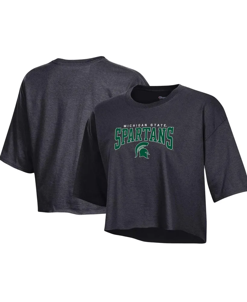 Women's Champion Heather Charcoal Michigan State Spartans Boyfriend Cropped T-shirt