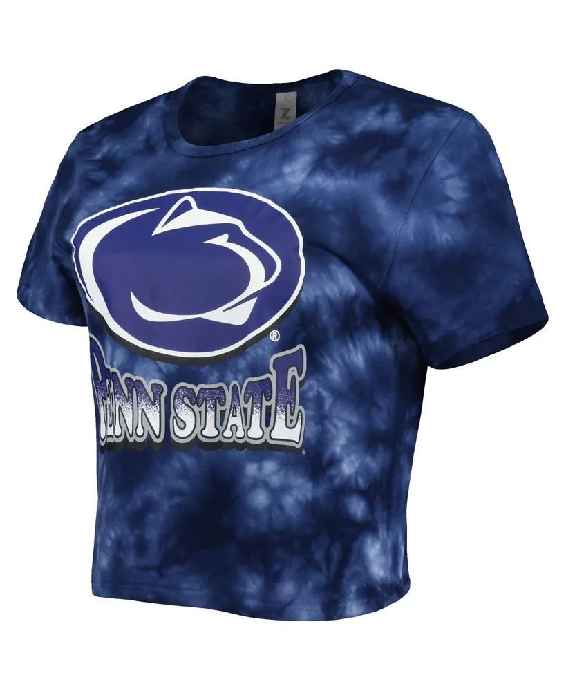 Women's ZooZatz Navy Penn State Nittany Lions Cloud-Dye Cropped T-shirt