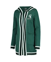 Women's Gameday Couture Green Michigan State Spartans One More Round Tri-Blend Striped Cardigan Sweater