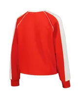Women's Gameday Couture Red Wisconsin Badgers Blindside Raglan Cropped Pullover Sweatshirt