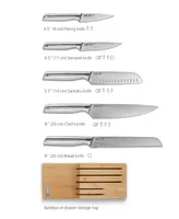 Joseph Joseph Elevate Steel Knives Bamboo Store 5-Piece Knife Set with in-Drawer Bamboo Storage Tray