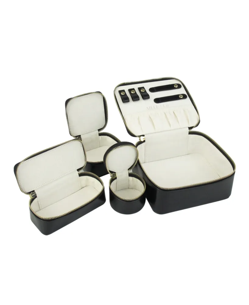 Mele & Co Bento Box Travel Jewelry Case Nesting Mini-Cases in Leather