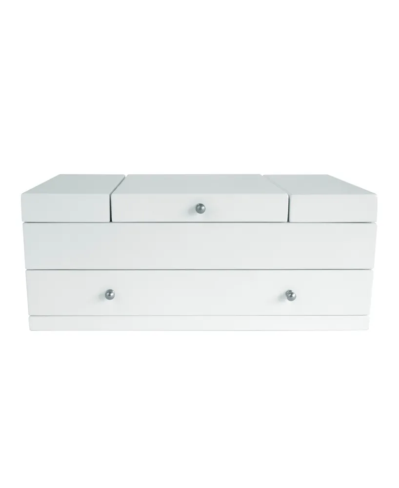 Mele Co. Everly Wooden Triple Lid Jewelry Box in White With interior