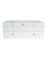 Mele Co. Everly Wooden Triple Lid Jewelry Box in White With interior