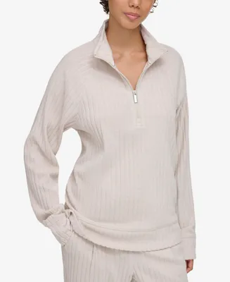 Calvin Klein Women's Ribbed Quarter-Zip Sweatshirt