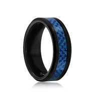 Metallo Black Tungsten Ring - Blue Carbon Fiber