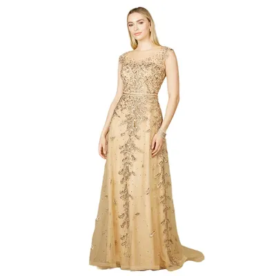 Women's Inspired Lace Gown with Cap Sleeves