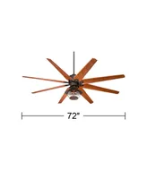 Casa Vieja 72" Predator Rustic Farmhouse Indoor Outdoor Ceiling Fan with Led Light English Bronze Cherry Hammered Glass Damp Rated for Patio Exterior