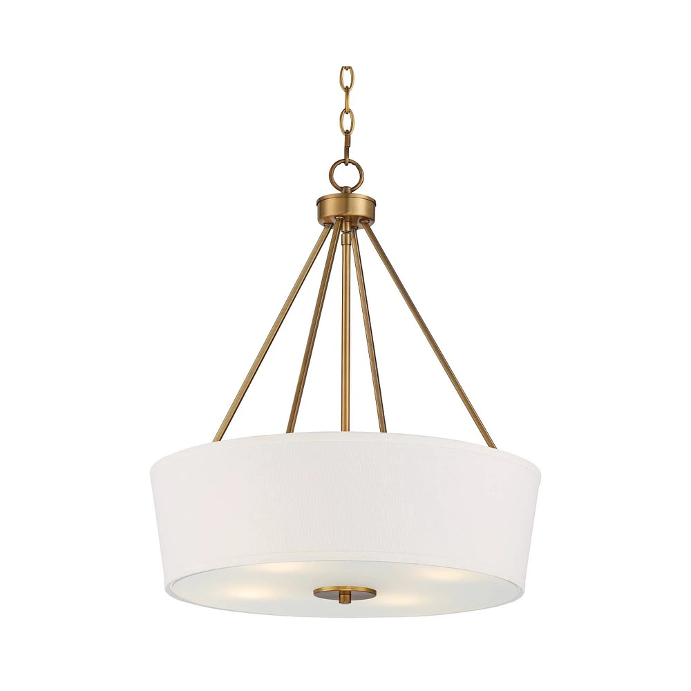 Possini Euro Design Saffira Warm Gold Pendant Chandelier Lighting 20" Wide Modern Off-White Linen Drum Shade 4