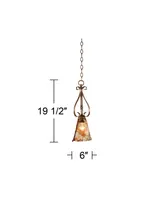 Franklin Iron Works Amber Scroll Golden Bronze Mini Pendant Lighting Fixture 6" Wide Farmhouse Rustic Art Glass for Dining Room Living House Home Foye