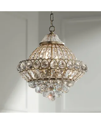 Wallingford Antique Brass Gold Chandelier Lighting 16" Wide Clear Crystal Shade 6