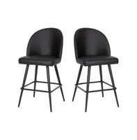 Teague Set Of 2 Modern Armless Counter Stools With Contoured Backs, Steel Frames, And Integrated Footrests