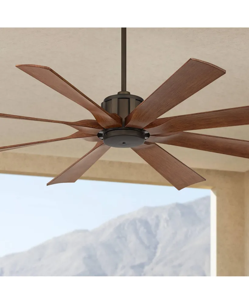 Possini Euro Design 60" Defender Industrial Rustic Farmhouse Outdoor Ceiling Fan with Remote Control Oil Rubbed Bronze Hand