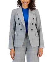 Tahari Asl Women's Glen Plaid Faux-Double-Breasted Blazer