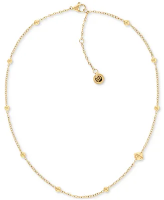 Tommy Hilfiger Stainless Steel Metallic Orb Station Necklace, 16" + 2" extender