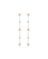 Ettika Alternating Freshwater Pearl and 18K Gold Plated Bead Drop Earrings